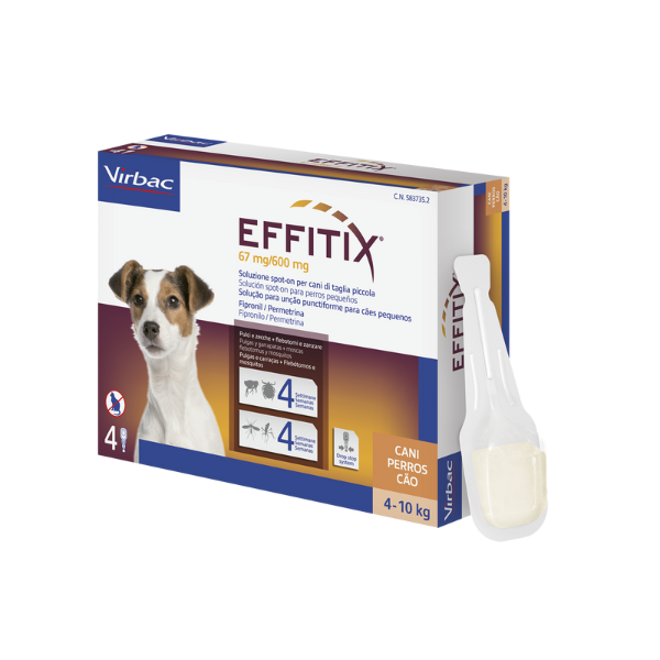 Virbac Effitix Spot-On Cani  - 4 pipette per taglia piccola (4-10 kg)
