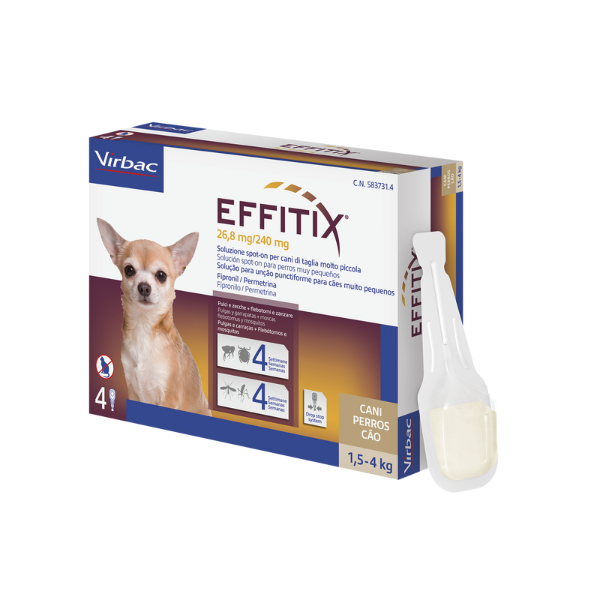 Virbac Effitix Spot-On Cani  - 4 pipette per taglia toy (1,5-4 kg)