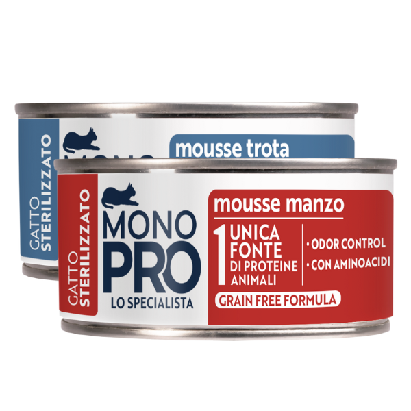 monopro lo specialista cat adult sterilised grain free mousse 85 gr immagine2