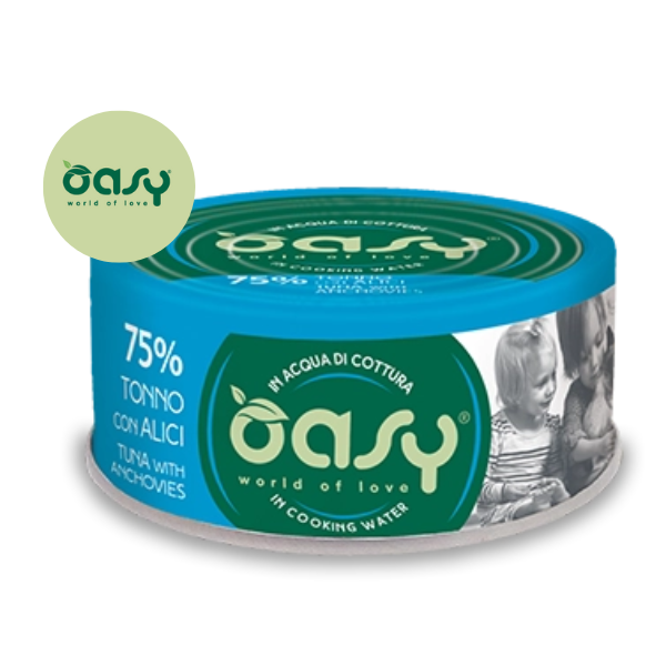 Oasy More Love Cat Adult Lattine in acqua di cottura 70 gr - Tonno e alici