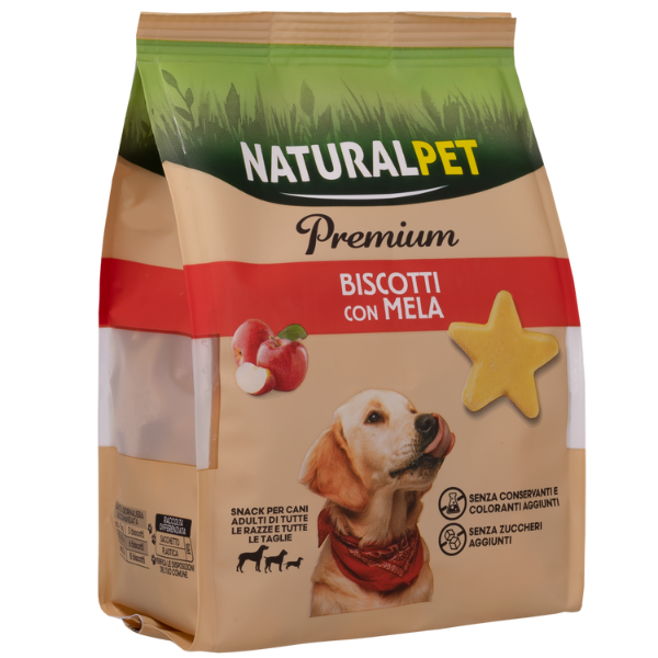 NaturalPet Premium biscotti per cani All Breeds 300 gr - Biscottini con mela NaturalPet 300 gr