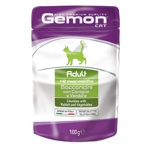 Monge Gemon Cat Adult Bocconcini 100 gr - con Coniglio e Verdure