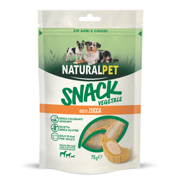NaturalPet Adult All Breeds Snack Vegetale per cani 75 gr (scadenza: 20/03/2026) - Zucca