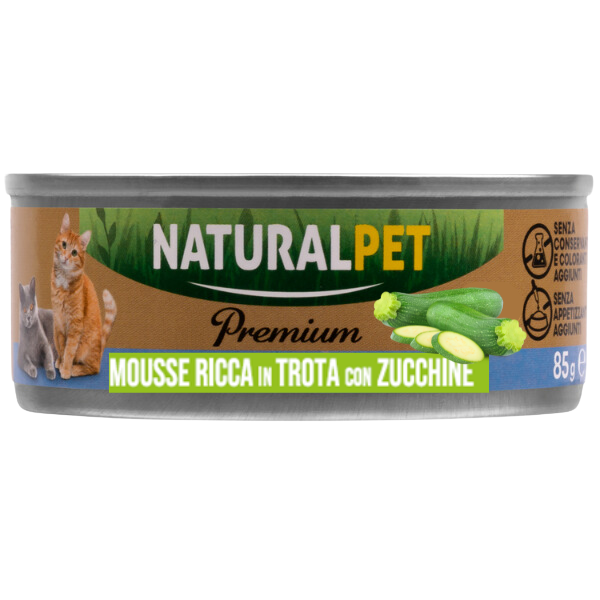 NaturalPet Premium Cat Adult Mousse 85 gr - Trota con zucchine