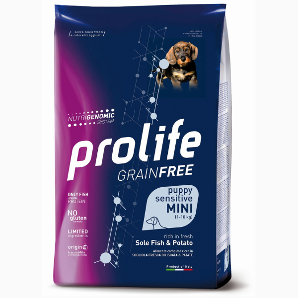 prolife grain free cane puppy sensitive mini sogliola e patate immagine2