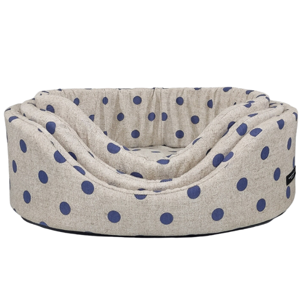 Cesta Ovale sfoderabile Eco Nasonero  - Pois Blu - 1a Misura 42x30 cm