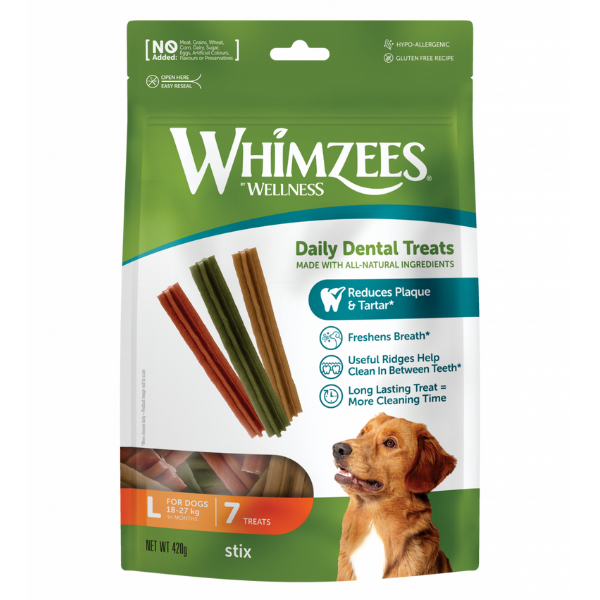Whimzees Snack dentale Naturale Stix - Large 6+1 pezzi