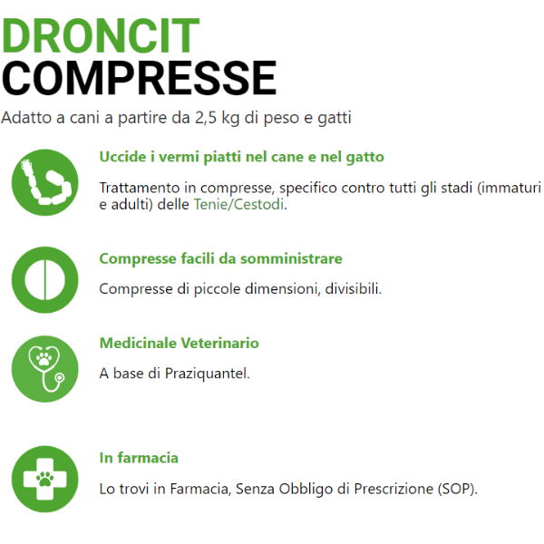 droncit compresse antiparassitarie vermifugo cane e gatto vetoquinol immagine2