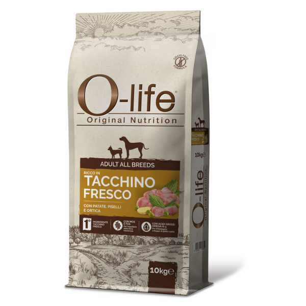 O-life Dog Adult All Breeds Grain Free Tacchino e patate - Tacchino e patate da 10 Kg