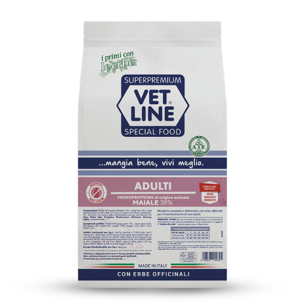 Vet Line Secco Monoproteico Cane Adult Maiale - 12,5 Kg