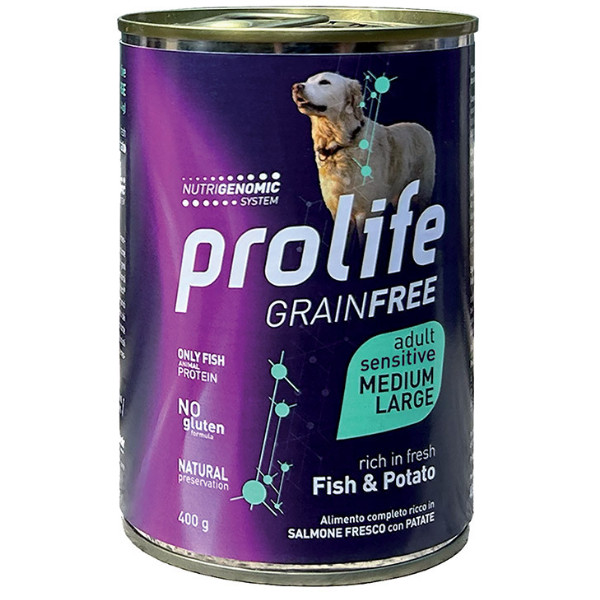 Prolife Grain Free Sensitive Dog Adult Medium/Large 400 gr - Pesce e patate