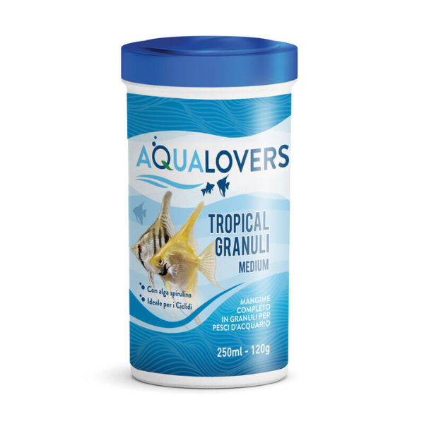 Tropical Granuli Aqualovers mangime completo per pesci d'acquario piccoli e medi - per pesci medi - 120 gr