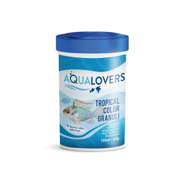 Tropical Color Granuli Aqualovers Mangime completo per pesci tropicali d'acquario  - 40 gr