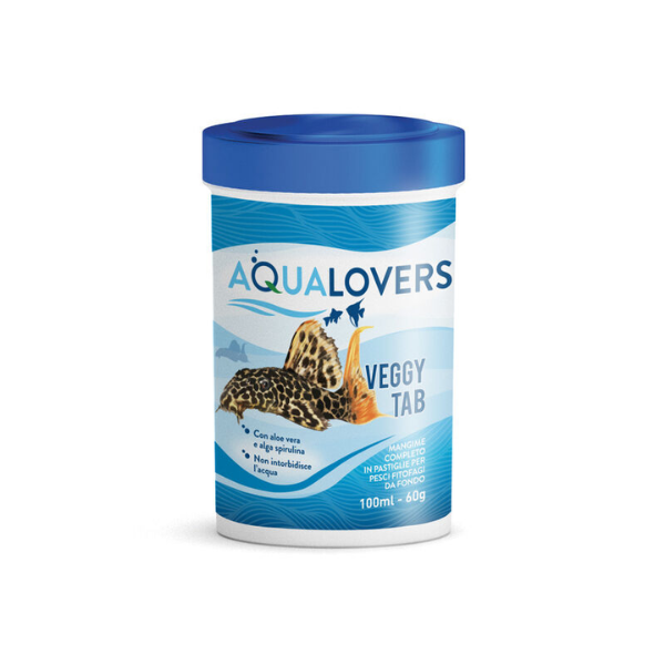 Mangime completo in pastiglie per pesci fitofagi da fondo Veggy Tab Aqualovers