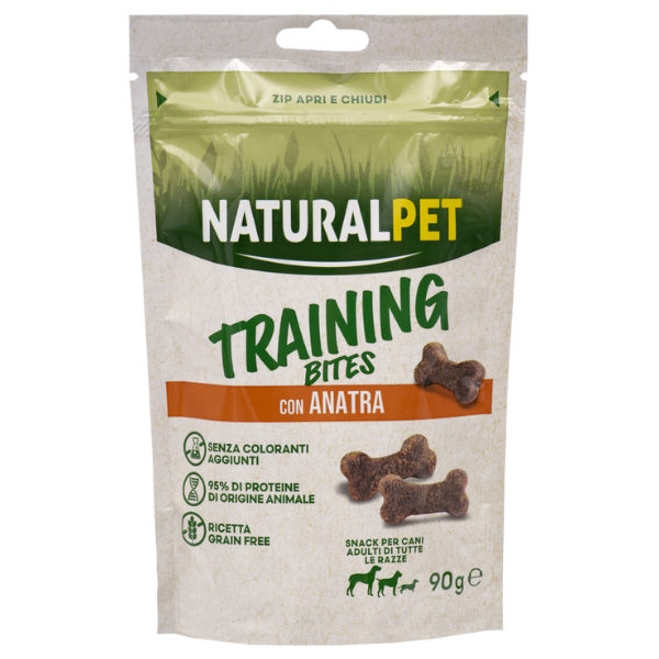 NaturalPet Training Bites snack per cani Grain Free 90 gr - Anatra (scadenza: 31/03/2026)