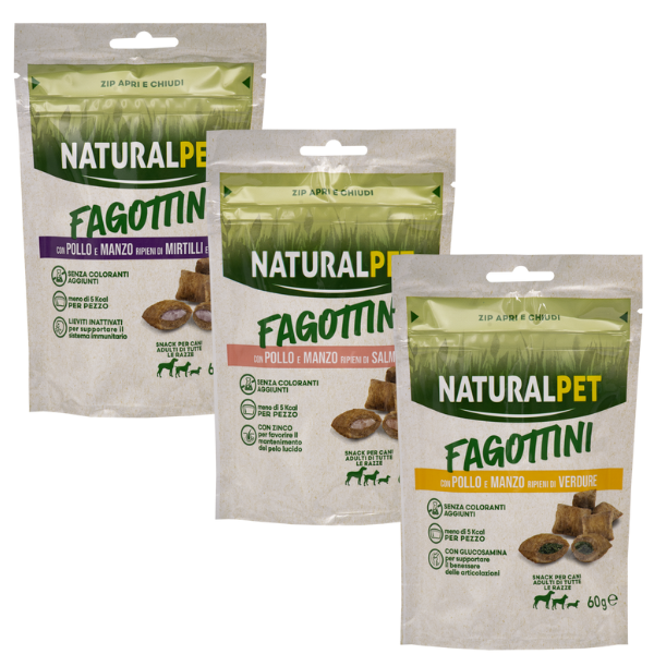 NaturalPet Fagottini ripieni Dog Adult 60 gr