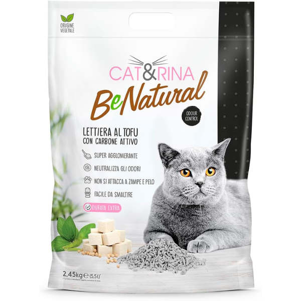 Cat&Rina Benatural lettiera vegetale per gatti al Tofu - 5,5 litri - carboni attivi