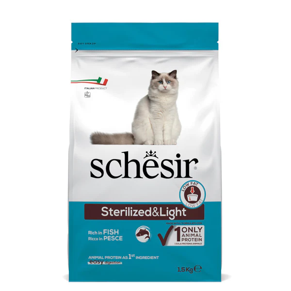 Schesir Cat Dry Sterilised & Light Pesce  - 1,5 kg