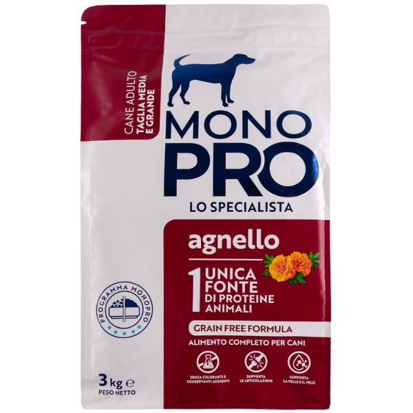 Monopro lo specialista Adult Medium/Large Grain Free Agnello - Agnello da 3 Kg