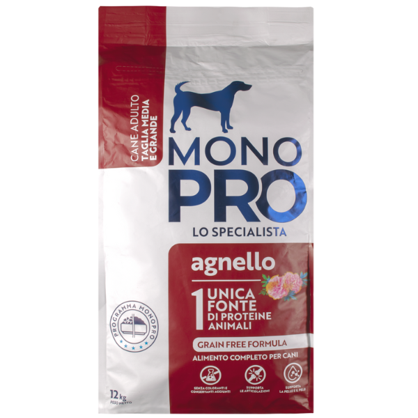 Monopro lo specialista Adult Medium/Large Grain Free Agnello - Agnello da 12 Kg
