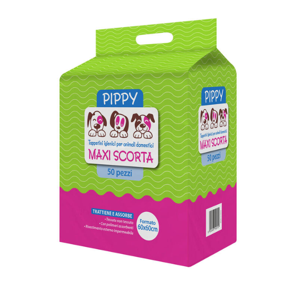 Tappetini igienici per animali domestici Pippy PetUp - pacco da 50 pezzi da 60x60 cm