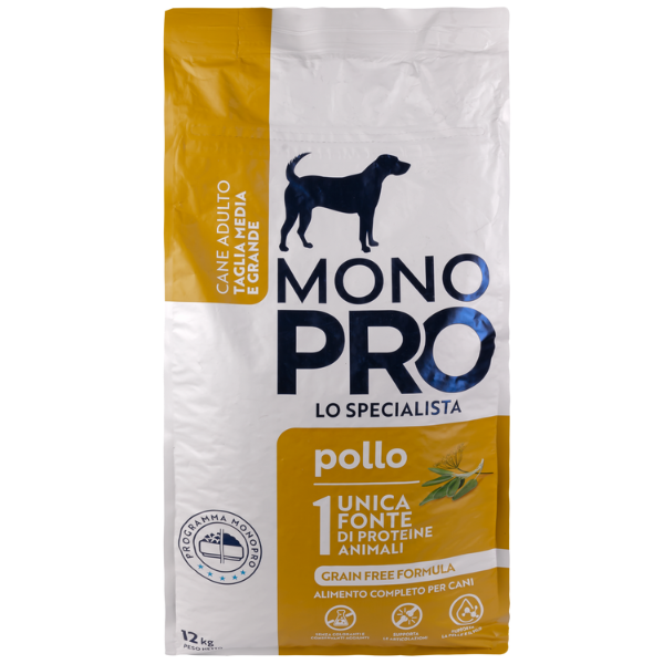 Monopro lo specialista Adult Medium/Large Grain Free Pollo - Pollo da 12 Kg