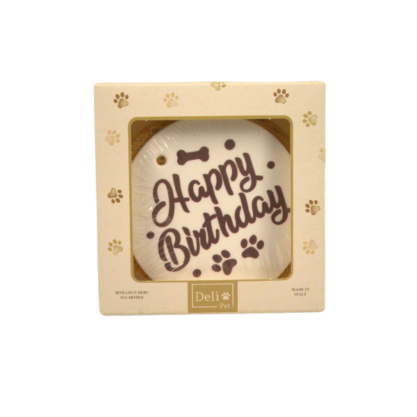 Delì Pet Torta di Compleanno Auguri Snack per cani - Torta Bianca - 200 gr