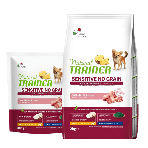 Natural Trainer Sensitive No Grain small & toy al maiale e patate