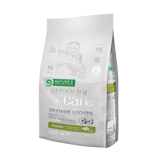 Nature’s Protection Superior Care Junior Small e Mini White Dogs Grain Free Pesce Bianco - 1,5 kg