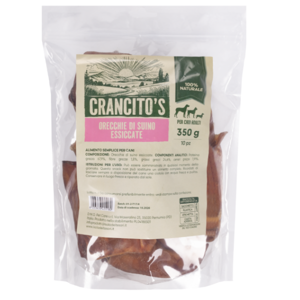 Crancito's snack naturale Dog Adult Orecchie di Suino - 350 gr