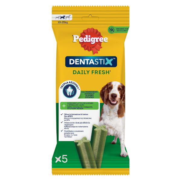 Pedigree Dentastix Fresh Medium snack per l'igiene orale - 5 pezzi (scadenza: 24/02/2026)
