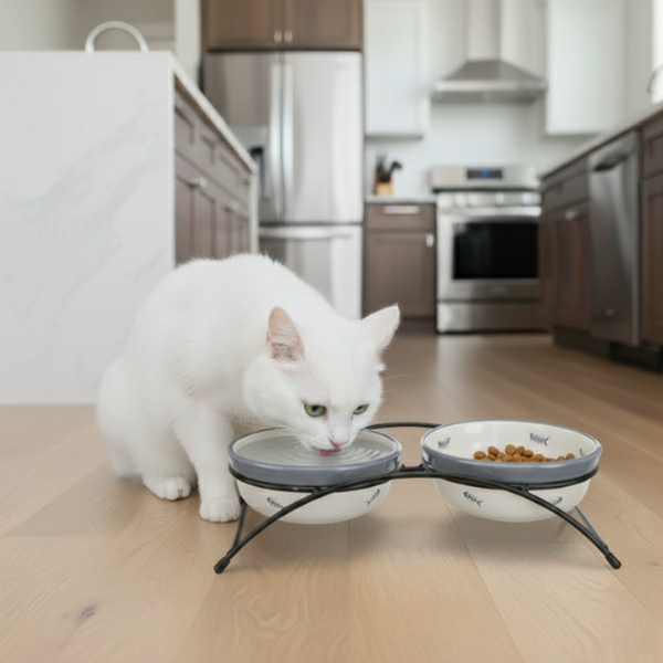 Set Ciotole in ceramica per gatti con supporto Trixie