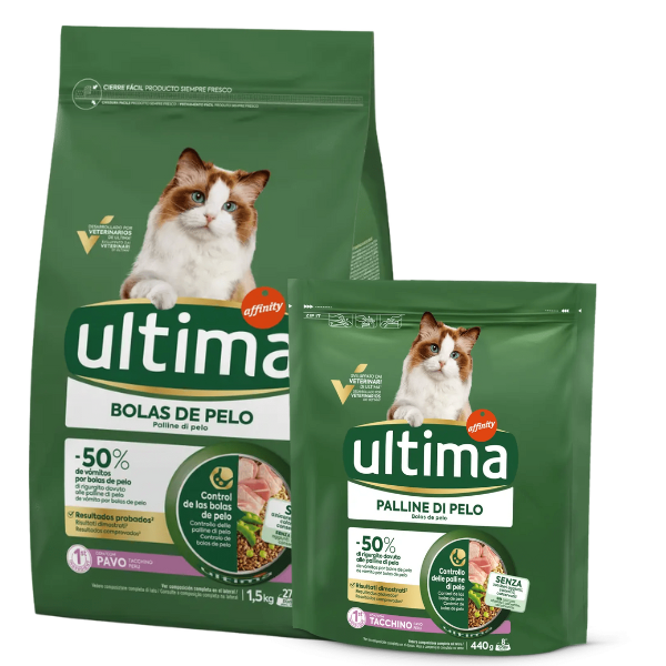 ultima cat adult hairball palline di pelo con tacchino immagine2