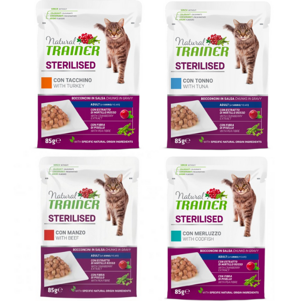 natural trainer adult sterilised bocconcini in salsa 85 gr immagine2