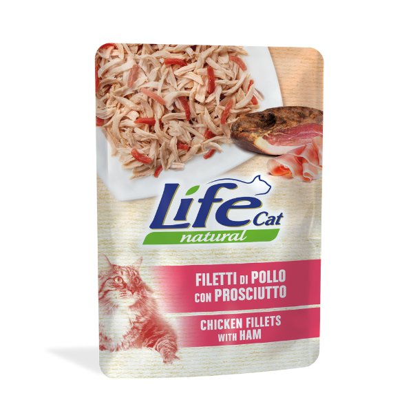 Life Cat Natural Bustine 70 gr - Filetti di pollo con prosciutto