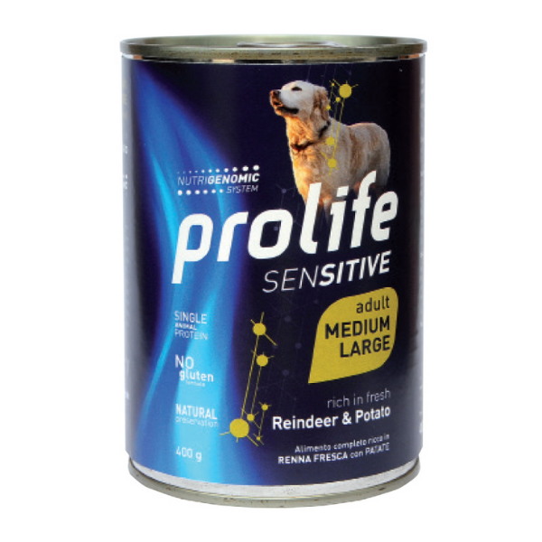 Prolife Sensitive Umido Cane Medium/Large 400 gr - Renna e Patate