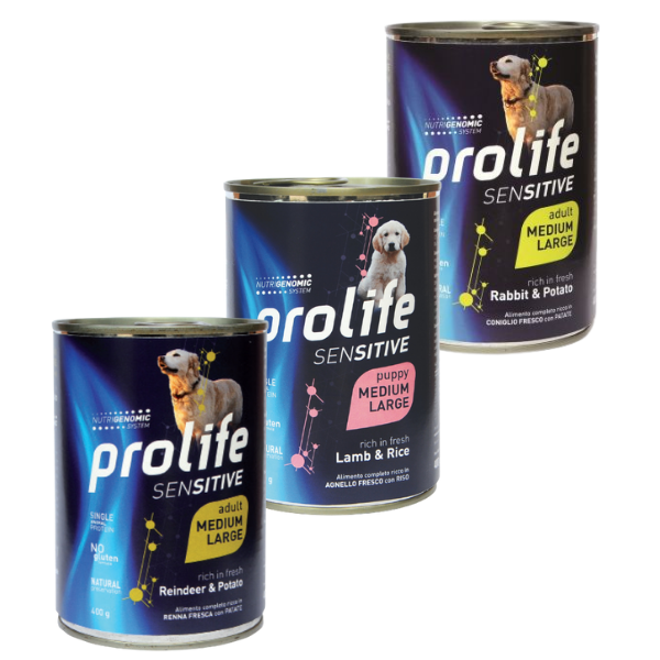 prolife sensitive umido cane medium/large 400 gr immagine2