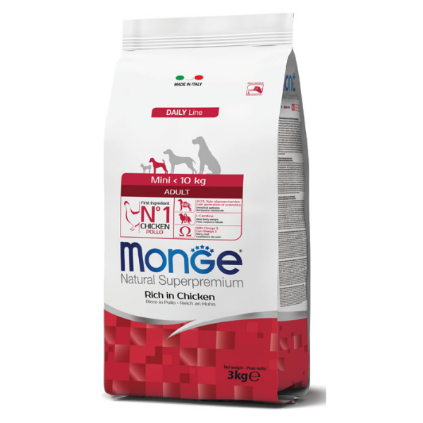 Monge Natural Superpremium Mini Adult Ricco di Pollo - 3 kg