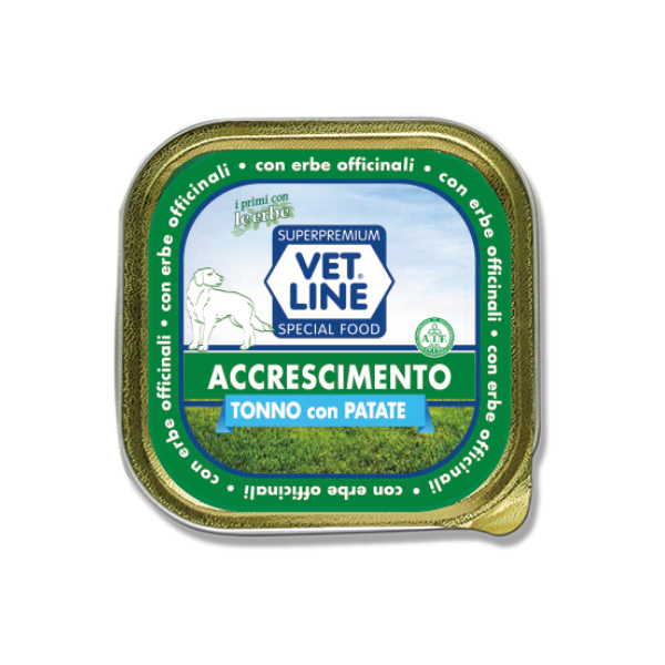 Vet Line Umido Cane Junior Accrescimento 150 gr - Tonno con patate