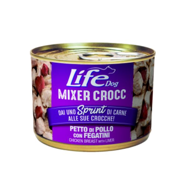 Life Dog Umido Mixer Crocc Grain Free 150 gr - Petto di Pollo con Fegatini