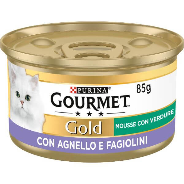 Purina Gourmet Gold Mousse Umido Gatto con Verdure 85 gr - Agnello e Fagiolini