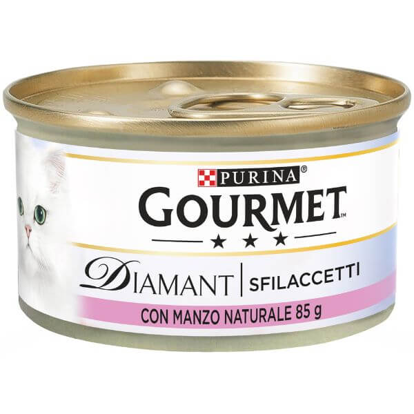 Purina Gourmet Diamant Sfilaccetti Umido Gatto 85 gr - Sfilaccetti con Manzo