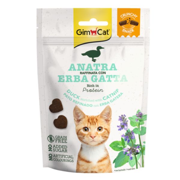 GimCat Crunchy Snack per gatti Grain Free 50 gr - Anatra e Erba gatta