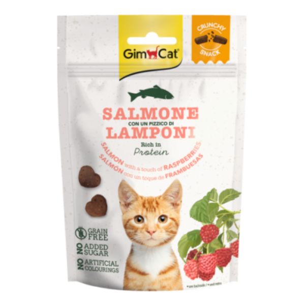 GimCat Crunchy Snack per gatti Grain Free 50 gr - Salmone e Lampone