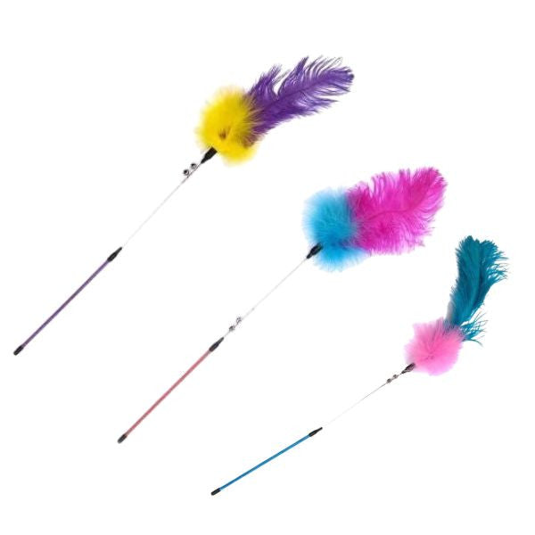 Gioco Canna da pesca Cat Teaser W/Long Feathers and Bells Gim Cat