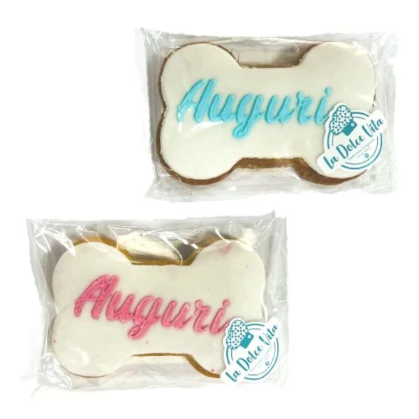 Biscotto Snack a forma di Osso Auguri La Dolce Vita 85 gr Leopet