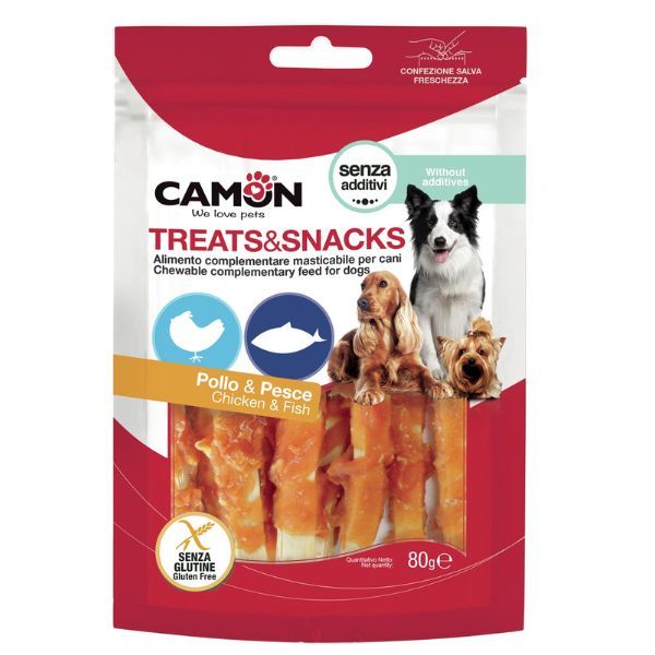 Camon Treats e Snacks per cani - Rolls di pollo e pesce - 80 gr