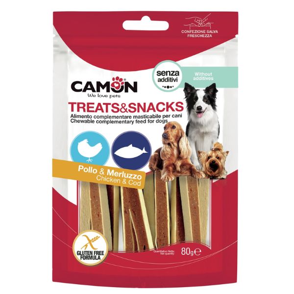 Camon Treats e Snacks per cani - Sandwich Pollo e Merluzzo - 80 gr