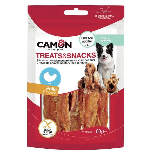 Camon Treats e Snacks per cani - Strisce di Pollo essiccate - 80 gr