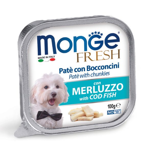 Monge Fresh Adult Patè con bocconcini 100 gr - Bocconcini con Merluzzo